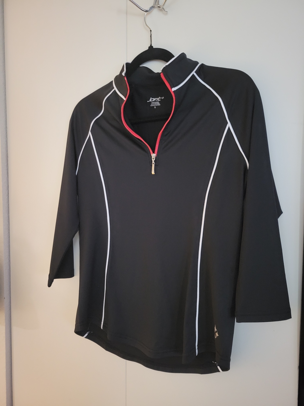 Jofit Black Swim Jacket with White Piping and Red Zipper